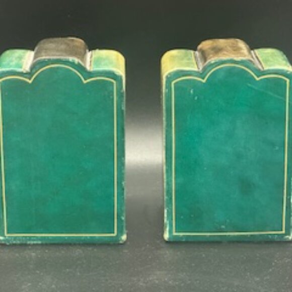 Pair of Italian Leather Clad Figural Cherub Bookends, Circa 1930 - Picture 6 of 7